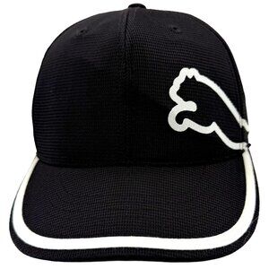 PUMA Cobra Golf Hat Cap Black White 210 Fitted Flex Fit Size 6 7/8-7 1/4